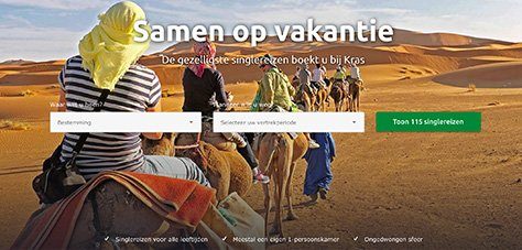 kras singlereizen homepage selecteer jouw vakantie